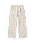 VÉRO Pleated Pants in cream linen, wide cut leg