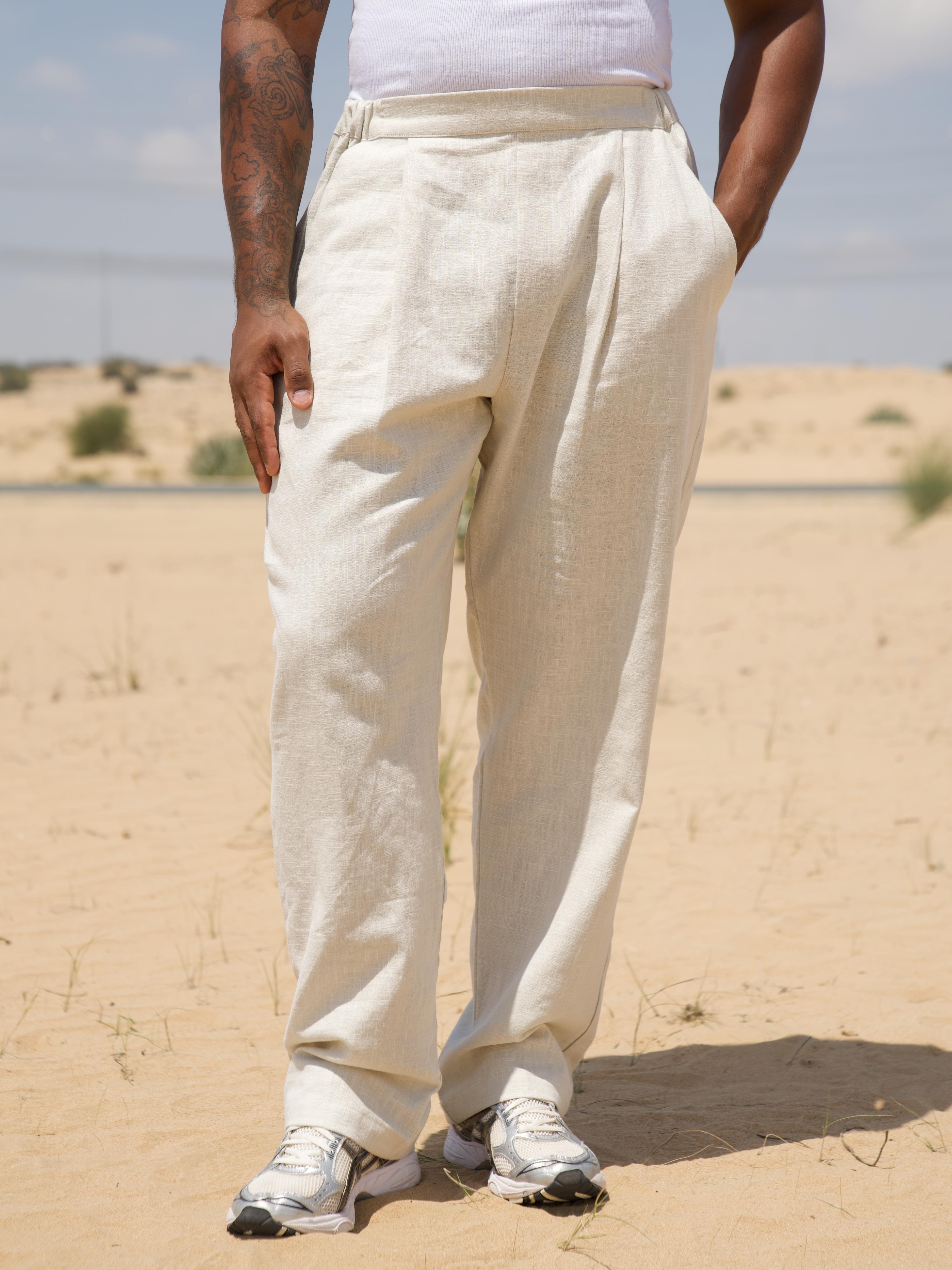 PLEATED LINEN PANTS