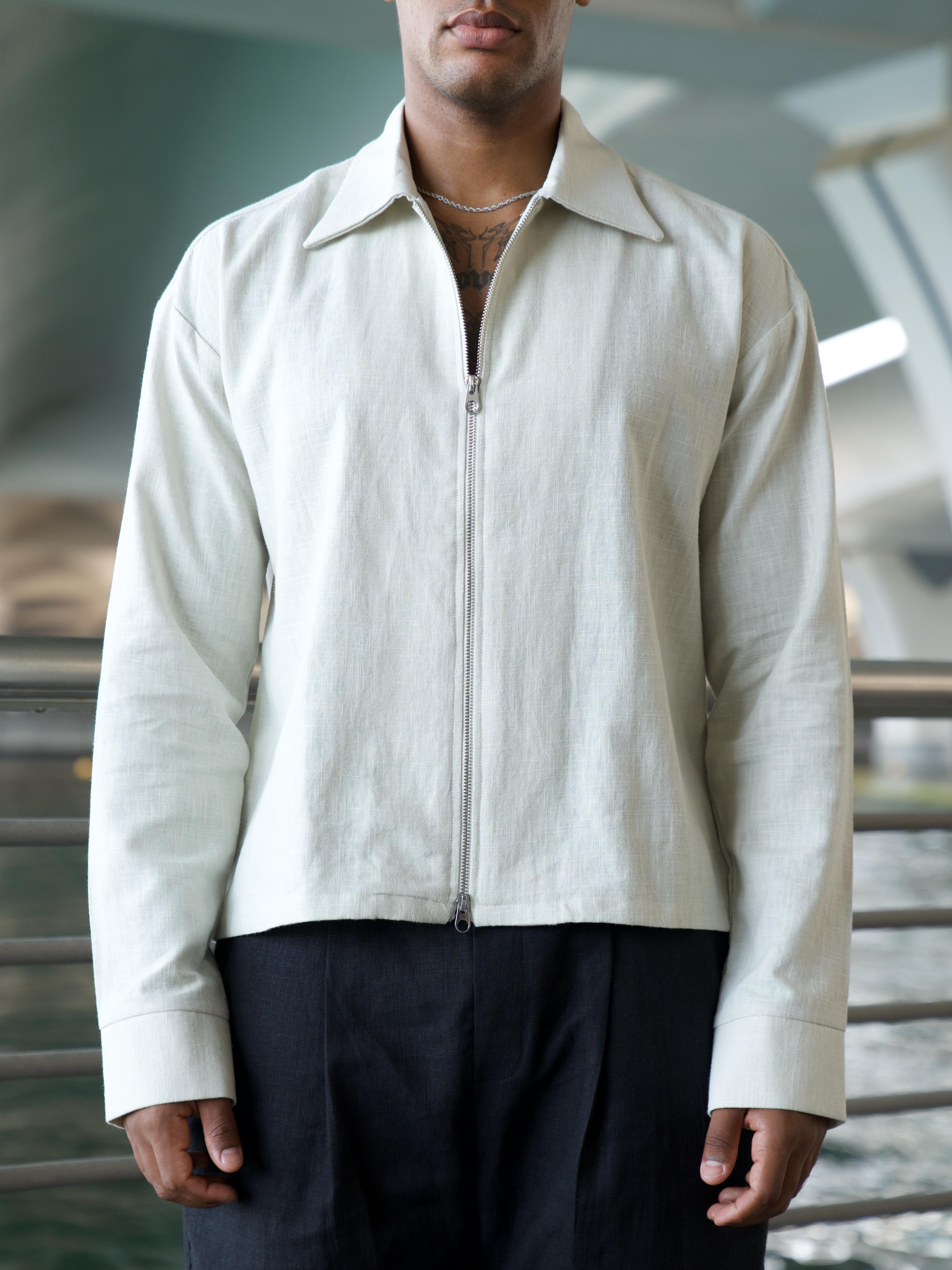 LINEN ZIP OVERSHIRT