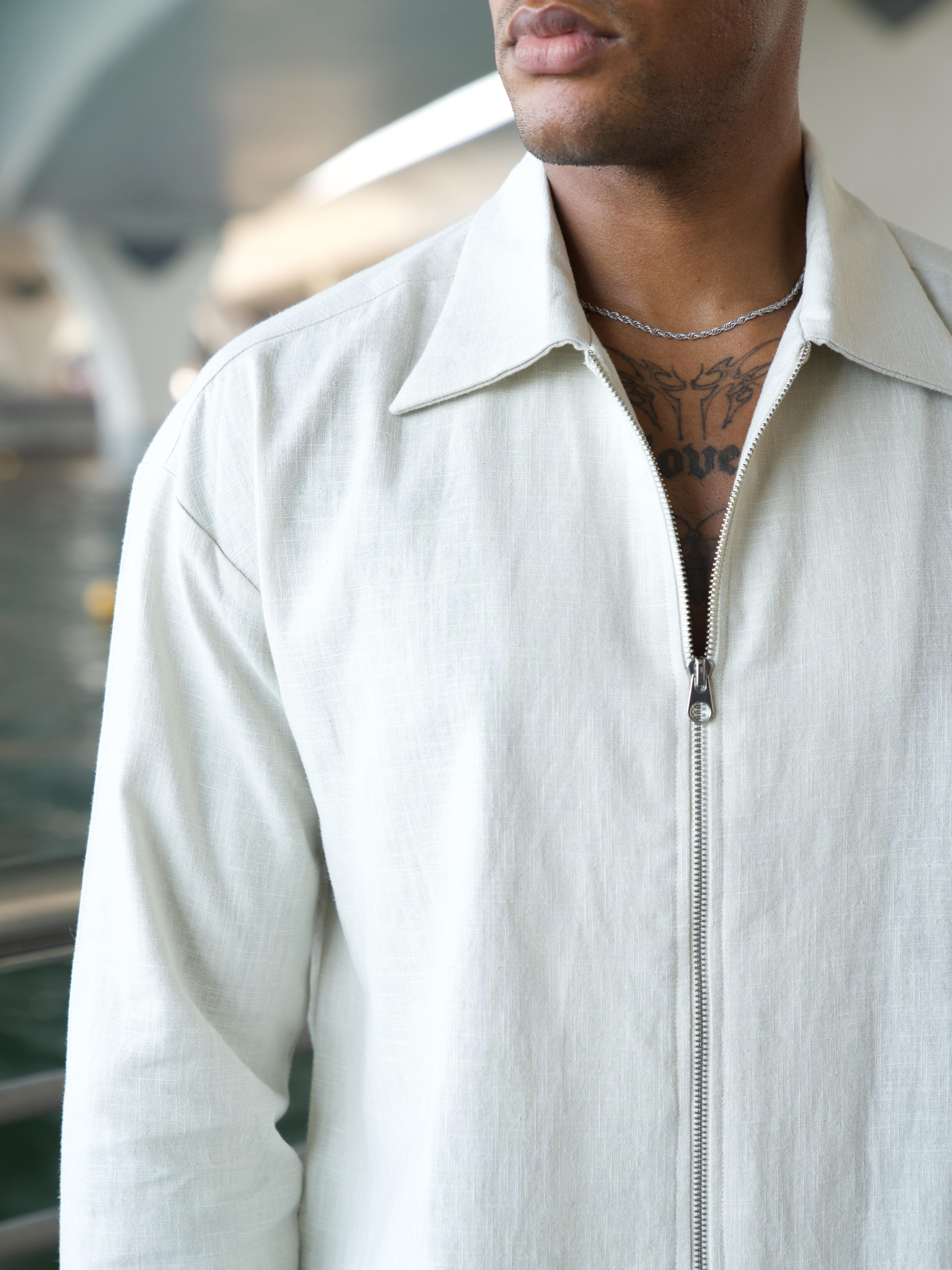 LINEN ZIP OVERSHIRT