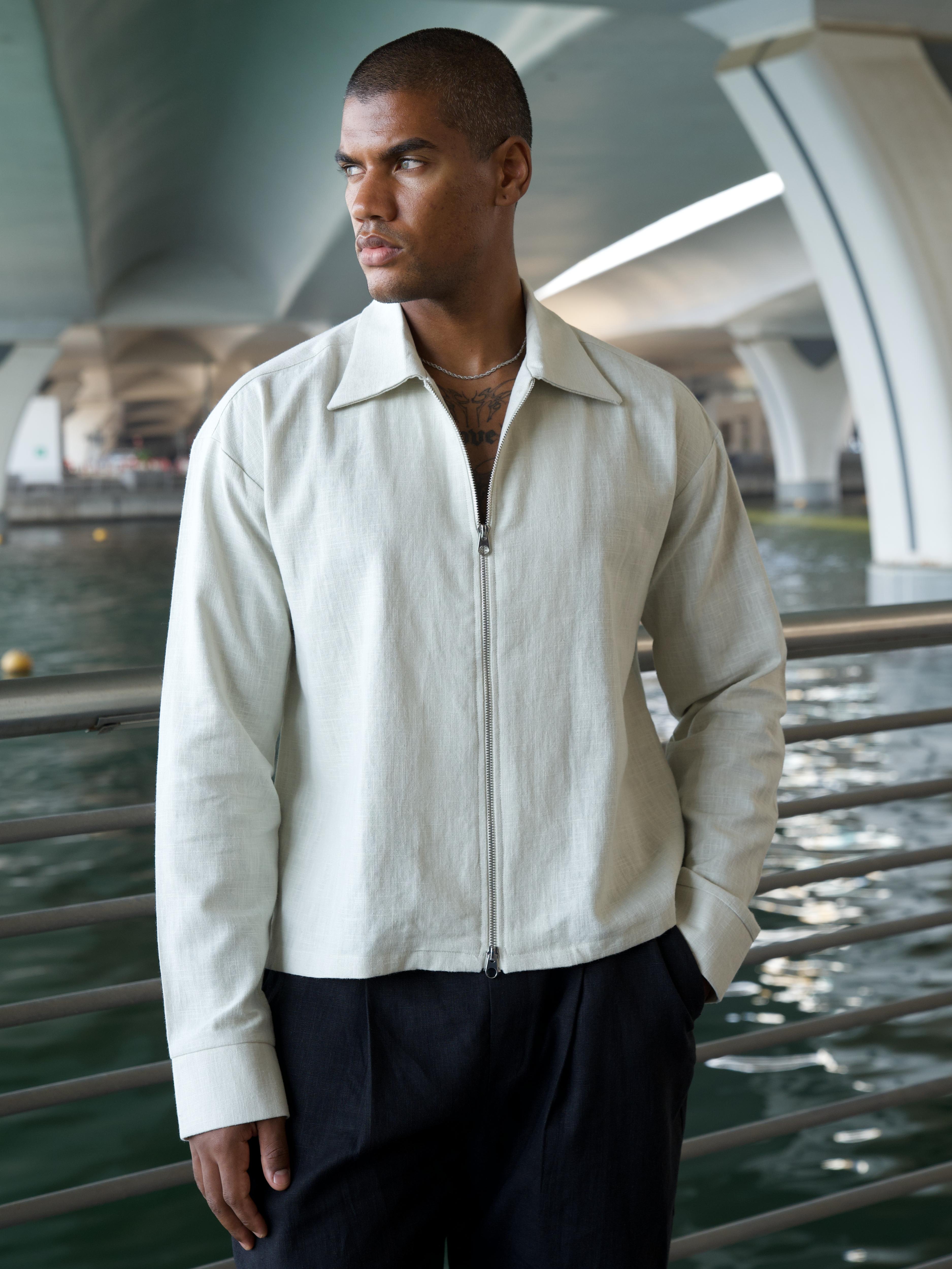 LINEN ZIP OVERSHIRT