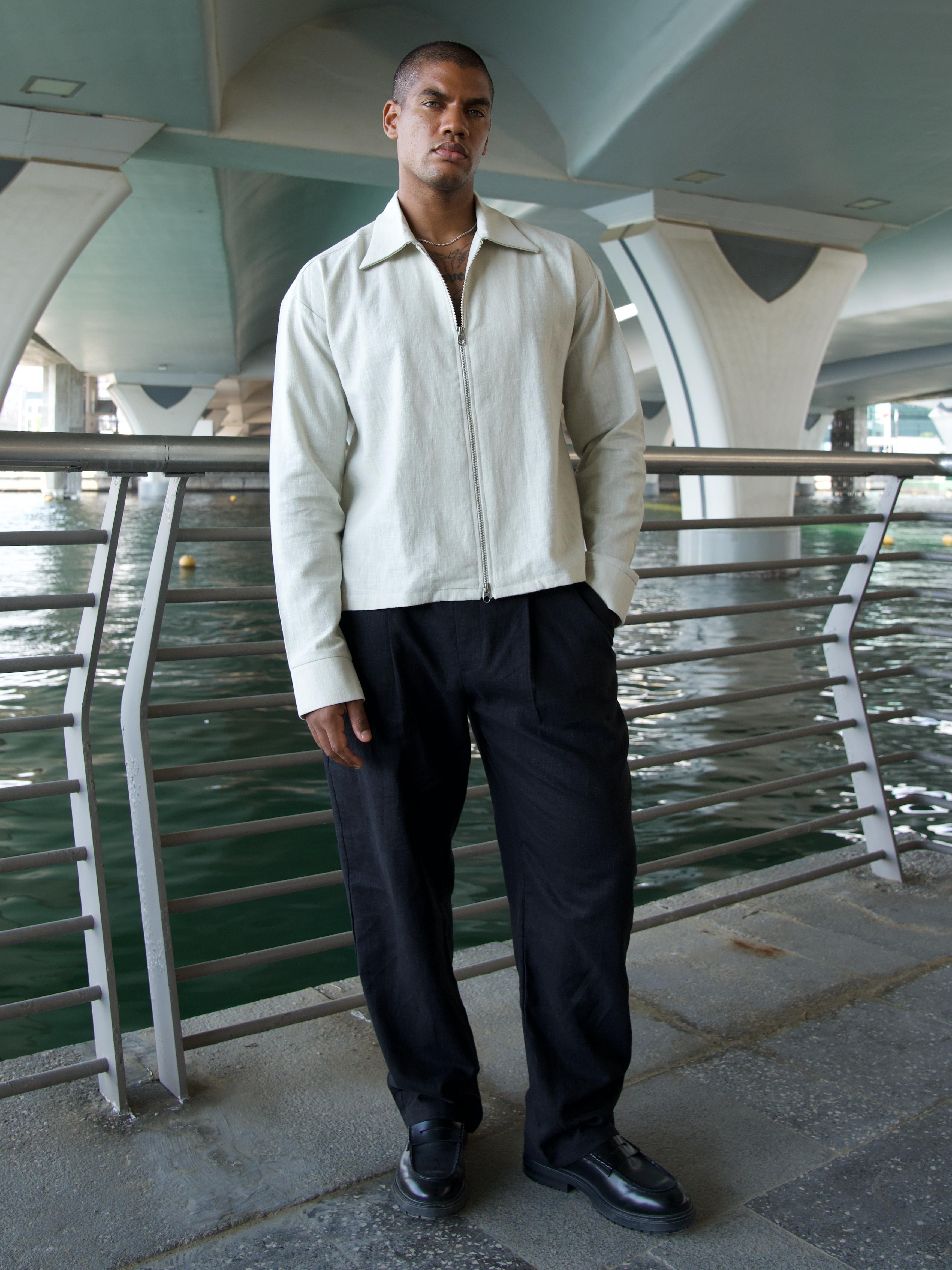 LINEN ZIP OVERSHIRT