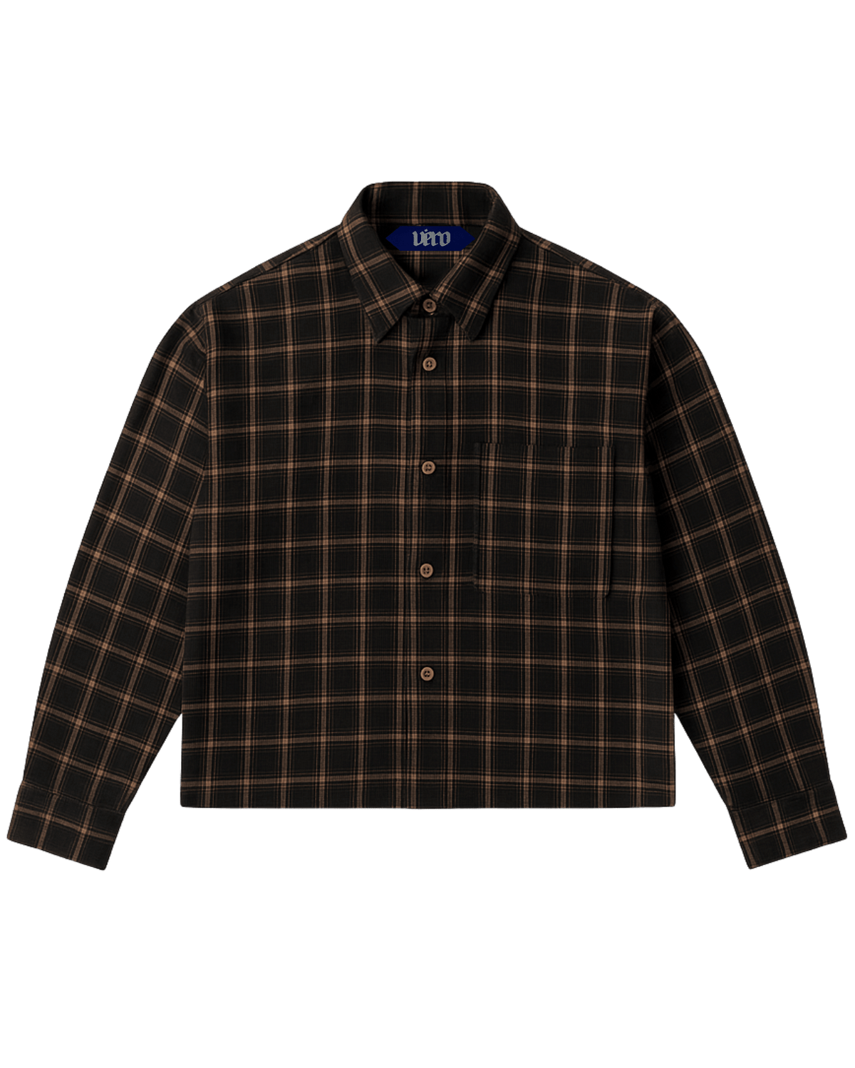 VÉRO Check Shirt in brown Japanese viscose seersucker