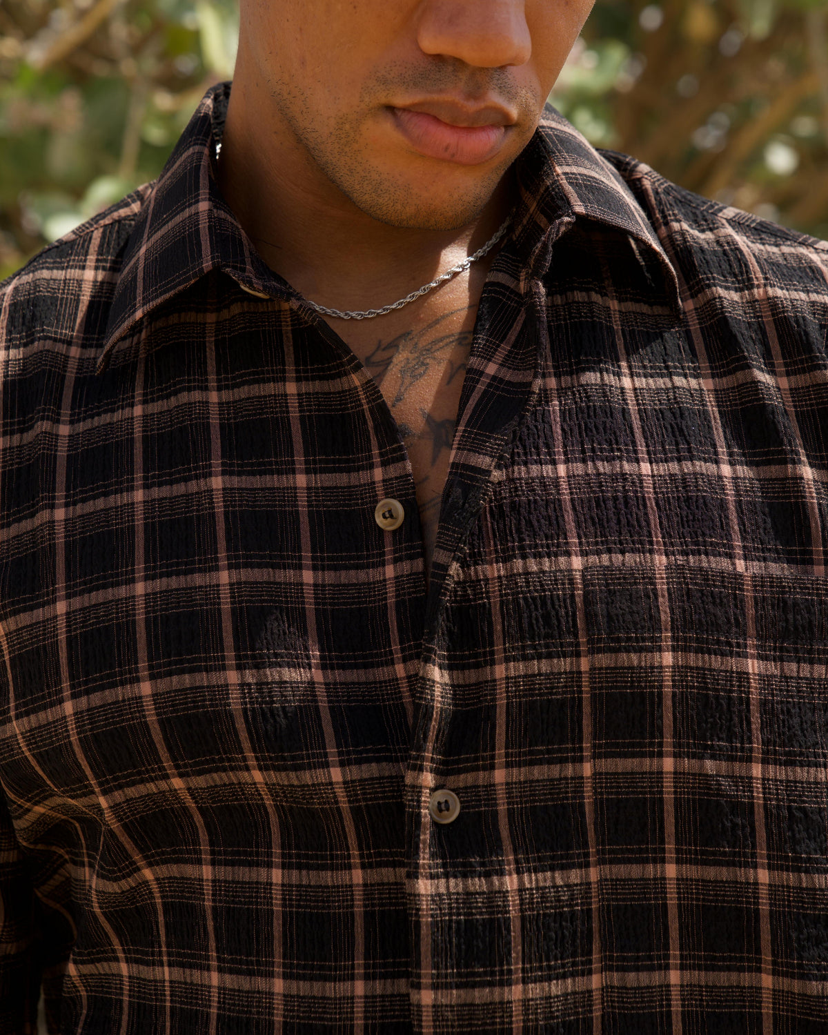 Check Shirt showing structured collar and breast pocket