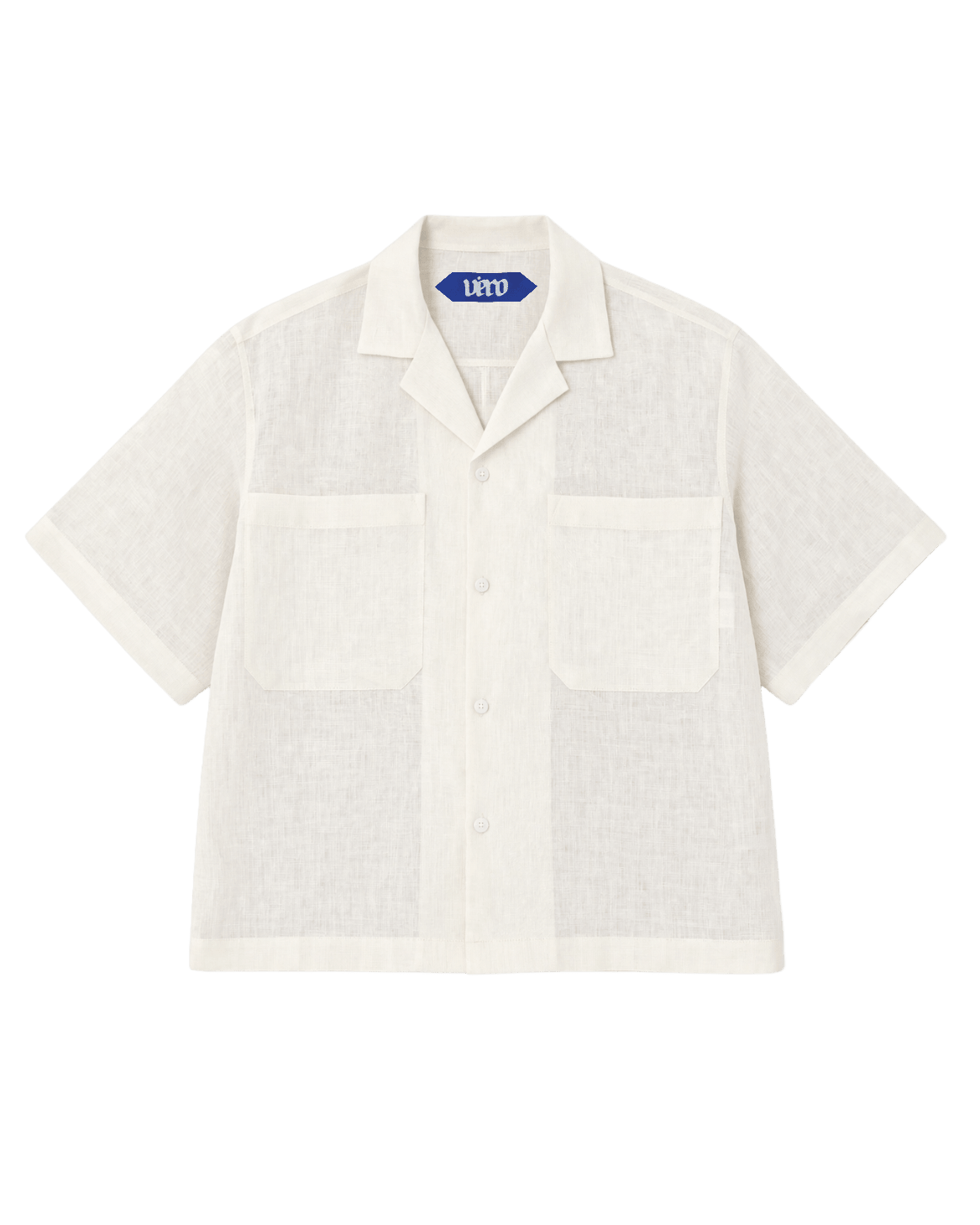 VÉRO Cuban Linen Shirt in off-white, cropped boxy fit with cuban collar