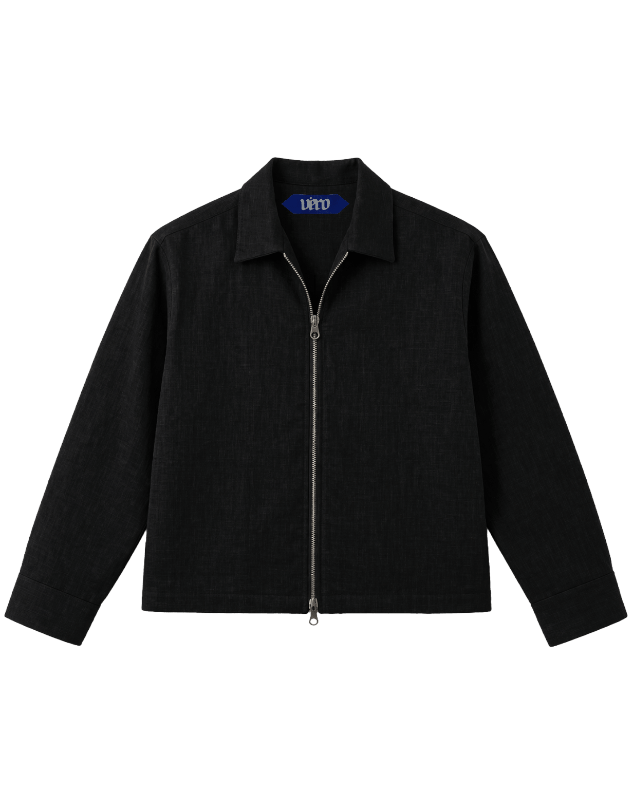 VÉRO Linen Zip Overshirt in black linen slub