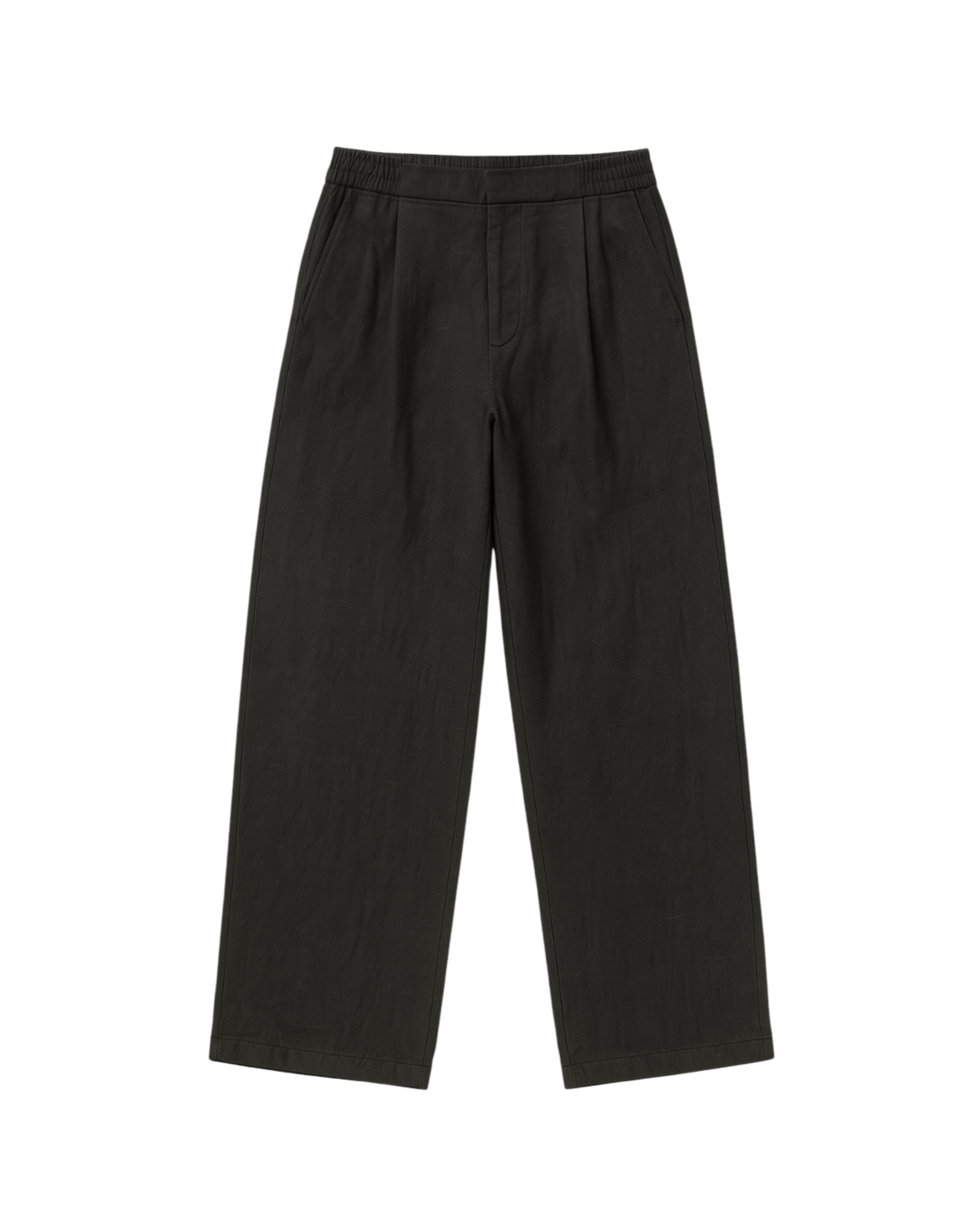 VÉRO Pleated Linen Pants in black, wide cut leg