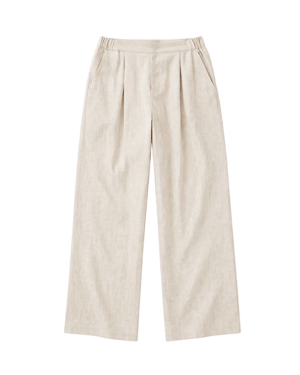 VÉRO Pleated Linen Pants in cream, wide cut leg