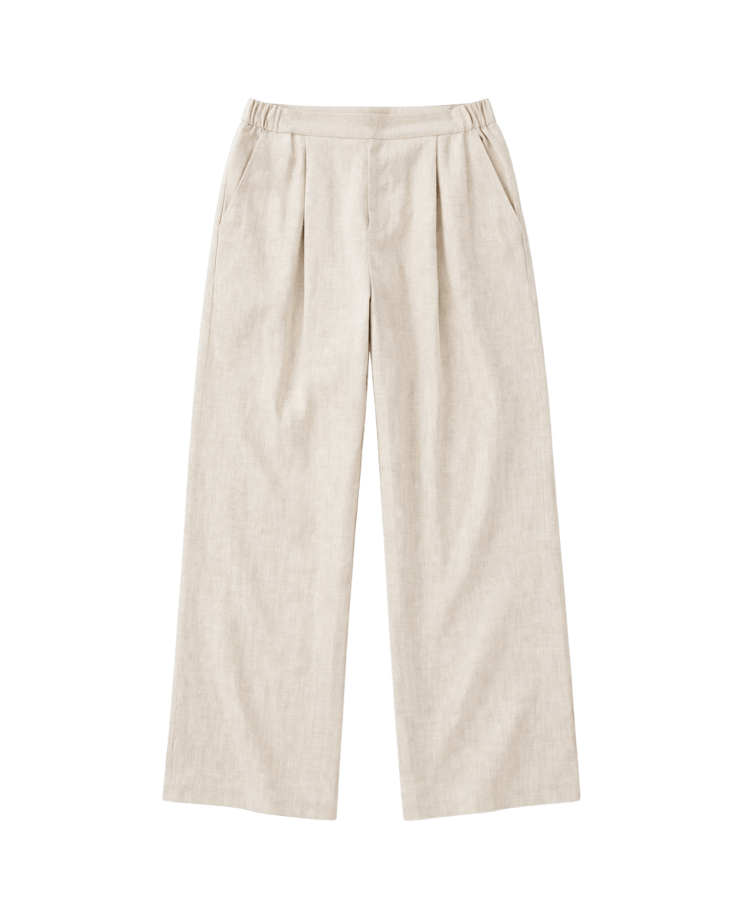 VÉRO Pleated Pants in cream linen, wide cut leg