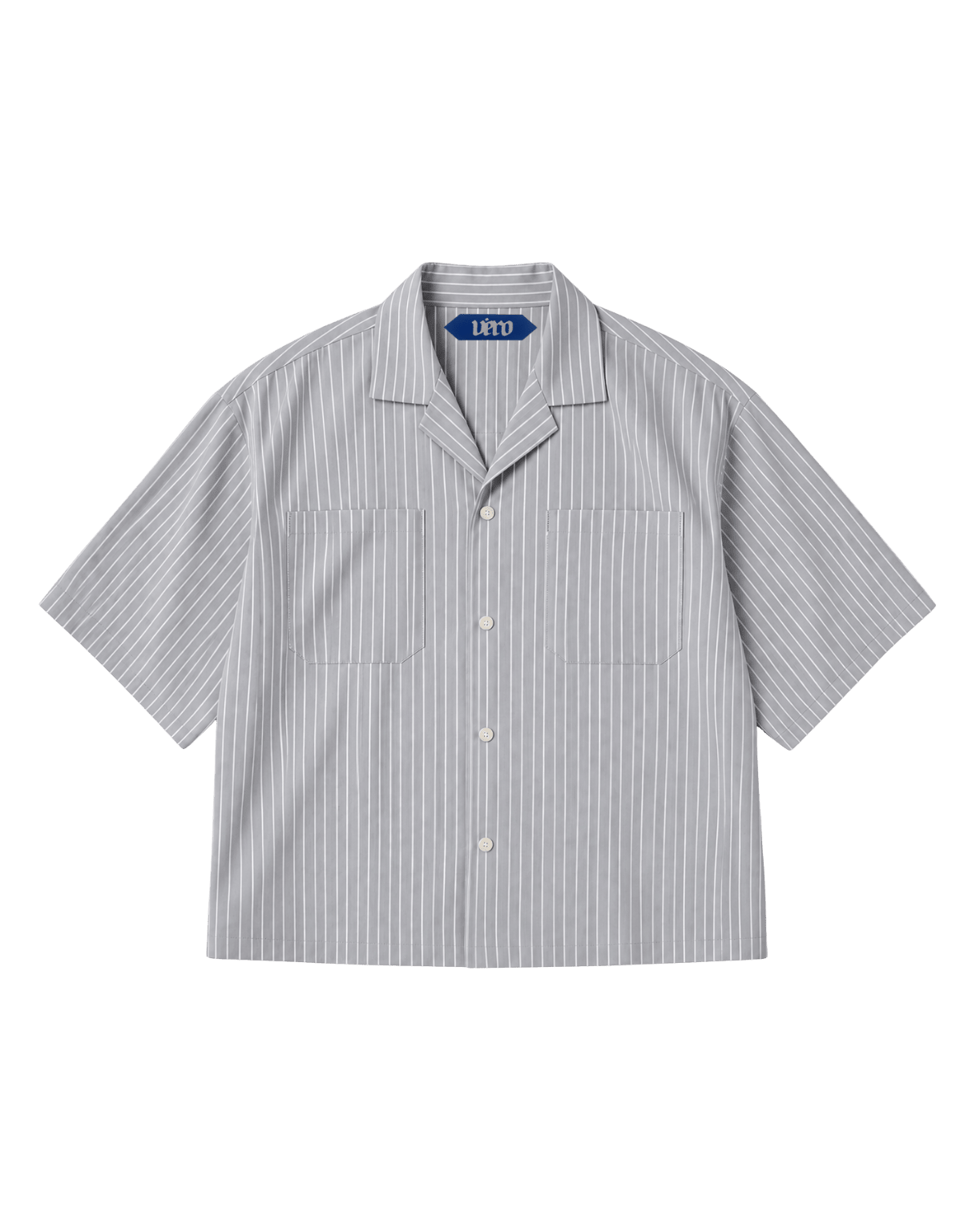 VÉRO Smoke Pinstripe Shirt in grey and white Italian cotton