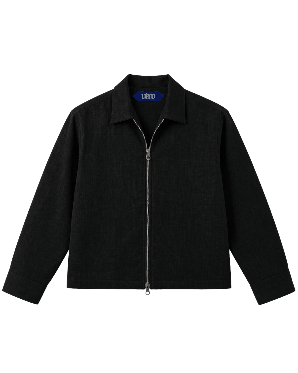 VÉRO Zip Overshirt in black linen slub